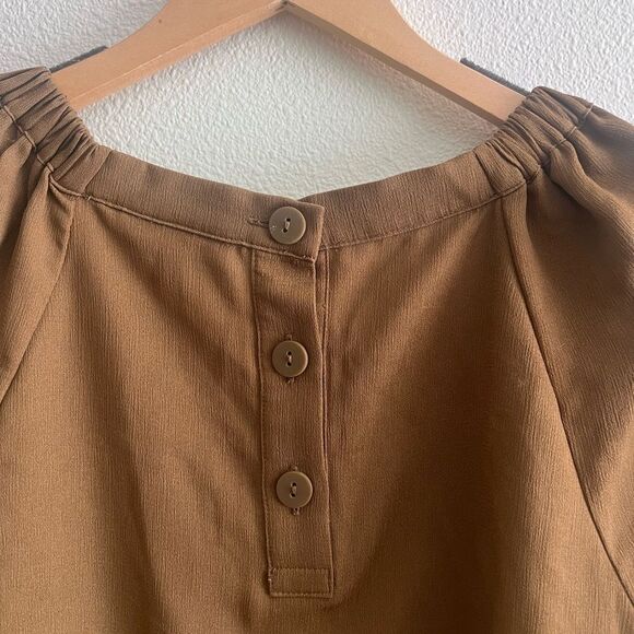 Prologue Brown, Short Sleeve Blouse, Small - Picture 5 of 7